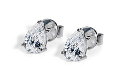 Pear Diamond Stud Earrings in White Gold
