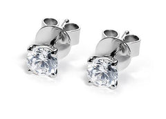 Round Diamond Stud Earrings in White Gold