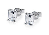 Emerald Diamond Stud Earrings in White Gold