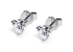 Heart Diamond Stud Earrings in White Gold