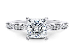 Angelina - Princess - Natural Diamond, Diamond Band Engagement Ring
