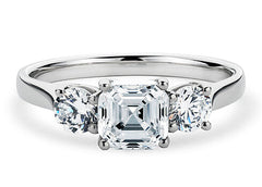 Angela - Asscher - Natural Diamond Trilogy Engagement Ring