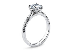 Bella - Princess - Natural Diamond, Diamond Band Engagement Ring