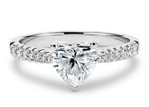 Bella - Heart - Natural Diamond, Diamond Band Engagement Ring
