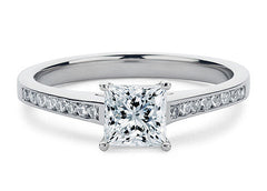 Mia - Princess - Labgrown Diamond, Diamond Band Engagement Ring