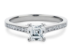 Mia - Asscher - Natural Diamond, Diamond Band Engagement Ring