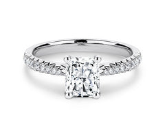 Bella - Radiant - Natural Diamond, Diamond Band Engagement Ring