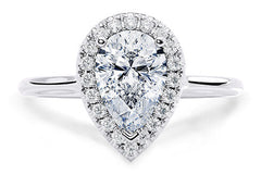 Daniella - Pear - Natural Diamond Halo Engagement Ring