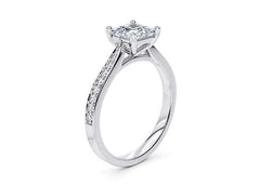 Angelina - Princess - Natural Diamond, Diamond Band Engagement Ring