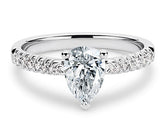 Bella - Pear - Natural Diamond, Diamond Band Engagement Ring