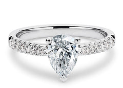 Bella - Pear - Natural Diamond, Diamond Band Engagement Ring