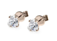 Oval Diamond Stud Earrings in Rose Gold
