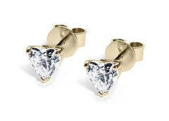 Heart Diamond Stud Earrings in Yellow Gold
