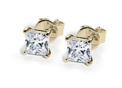 Princess Diamond Stud Earrings in Yellow Gold