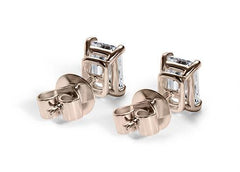 Emerald Diamond Stud Earrings in Rose Gold