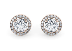 Round Diamond Stud Earrings in Rose Gold