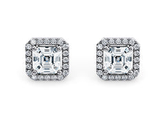 Asscher Diamond Stud Earrings in Platinum