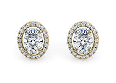Oval Diamond Stud Earrings in Yellow Gold