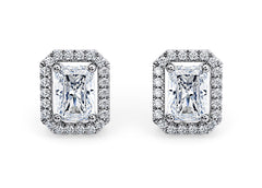 Radiant Diamond Stud Earrings in White Gold