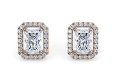 Radiant Diamond Stud Earrings in Rose Gold