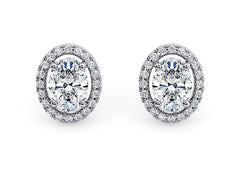 Oval Diamond Stud Earrings in Platinum