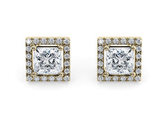 Princess Diamond Stud Earrings in Yellow Gold
