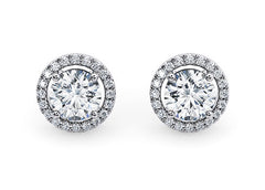 Round Diamond Stud Earrings in White Gold