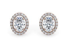 Oval Diamond Stud Earrings in Rose Gold