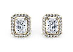 Radiant Diamond Stud Earrings in Yellow Gold