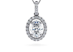 Oval Diamond Pendant in White Gold