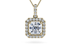 Asscher Diamond Pendant in Yellow Gold