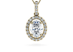 Oval Diamond Pendant in Yellow Gold