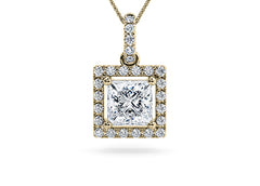 Princess Diamond Pendant in Yellow Gold