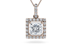 Princess Diamond Pendant in Rose Gold