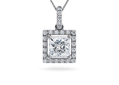 Princess Diamond Pendant in White Gold