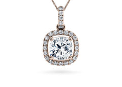 Cushion Diamond Pendant in Rose Gold