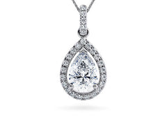 Pear Diamond Pendant in White Gold