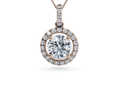 Round Diamond Pendant in Rose Gold