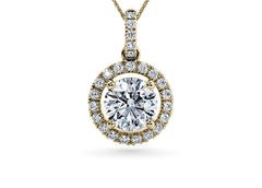 Round Diamond Pendant in Yellow Gold
