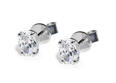Oval Diamond Stud Earrings in White Gold