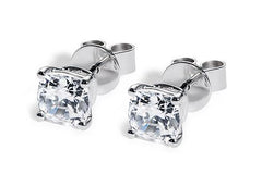 Cushion Diamond Stud Earrings in White Gold