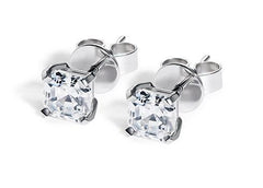 Asscher Diamond Stud Earrings in Platinum