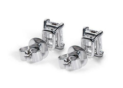 Emerald Diamond Stud Earrings in Platinum