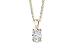 Oval Diamond Pendant in Yellow Gold