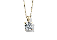 Cushion Diamond Pendant in Yellow Gold