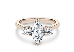 Angela - Marquise - Natural Diamond Trilogy Engagement Ring