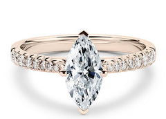 Bella - Marquise - Natural Diamond, Diamond Band Engagement Ring