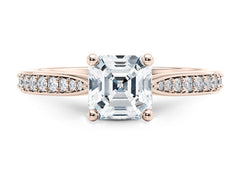 Angelina - Asscher - Natural Diamond, Diamond Band Engagement Ring