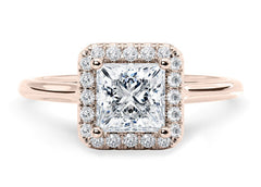 Daniella - Princess - Natural Diamond Halo Engagement Ring