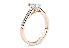 Mia - Pear - Natural Diamond, Diamond Band Engagement Ring